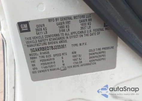 2011 Buick Enclave 1Xl z USA, uszkodzony, nr VIN 5GAKRBED7BJ205061